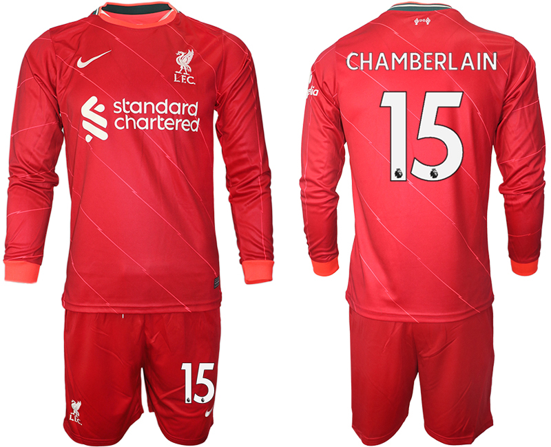 Men 2021-2022 Club Liverpool home red Long Sleeve #15 Soccer Jersey